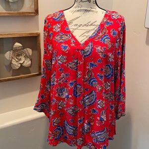 Rose & Thyme orange & blue blouse size 1X